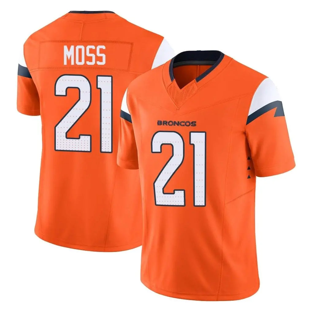 Tlead D.Broncos #21 Riley Moss Player Orange Vapor F.U.S.E. Limited Home Game Stitched Jerseys