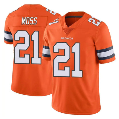 Tlead D.Broncos #21 Riley Moss Player Orange Vapor Untouchable Limited Home Game Stitched Jerseys