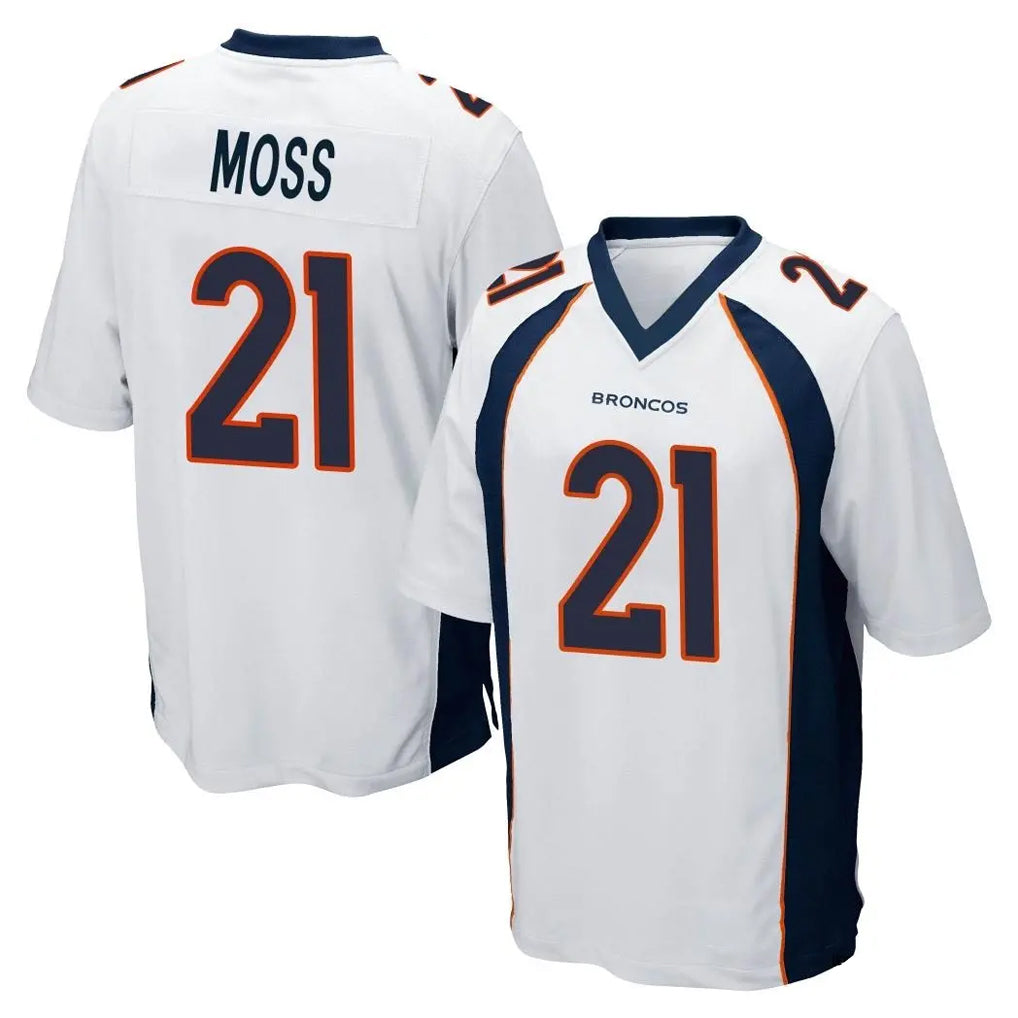 Tlead D.Broncos #21 Riley Moss Player White Game Stitched Jerseys