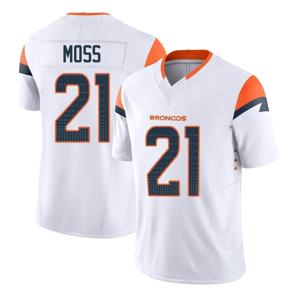 Tlead D.Broncos #21 Riley Moss Player White Limited Vapor F.U.S.E. Home Game Stitched Jerseys