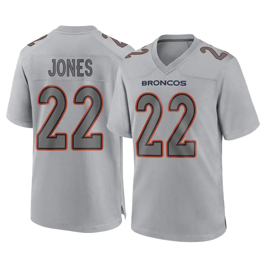 Tlead D.Broncos #22 Brandon Jones Player Gray Atmosphere Fashion Limited Game Stitched Jerseys