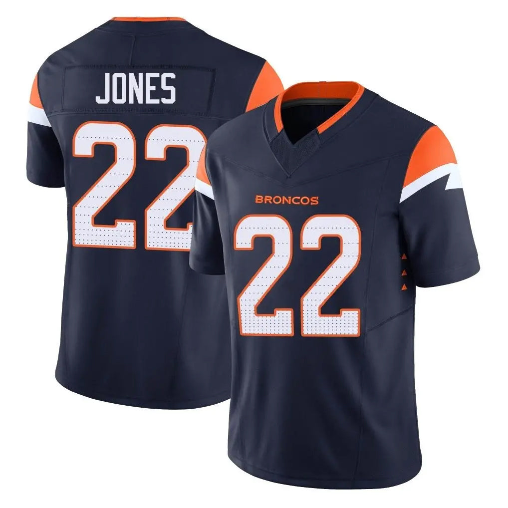 Tlead D.Broncos #22 Brandon Jones Player Navy Limited Vapor F.U.S.E. Home Game Stitched Jerseys