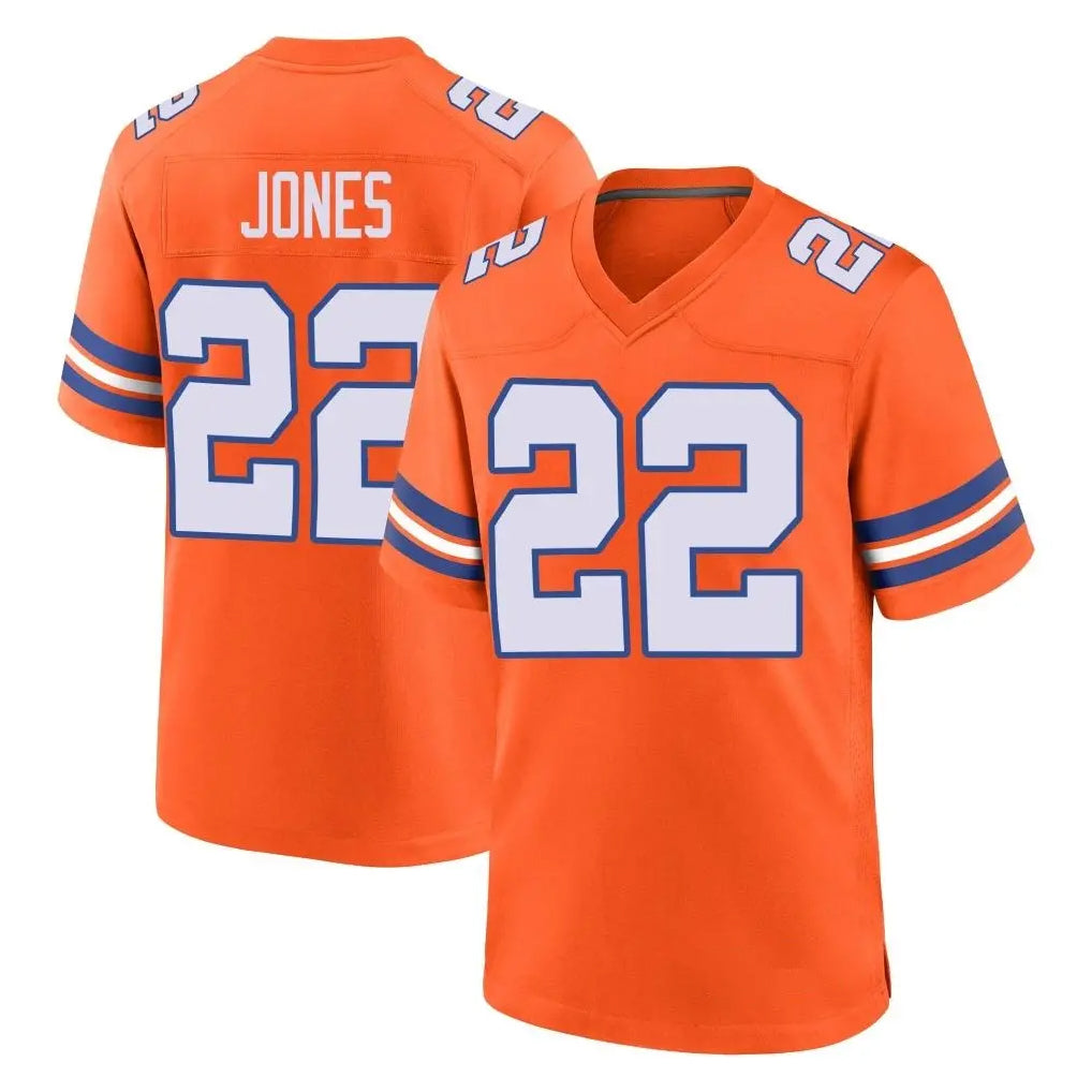 Tlead D.Broncos #22 Brandon Jones Player Orange Alternate Collection Throwback Game Stitched Jerseys