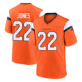 Tlead D.Broncos #22 Brandon Jones Player Orange Home Game Stitched Jerseys