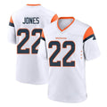 Tlead D.Broncos #22 Brandon Jones Player White Home Game Stitched Jerseys