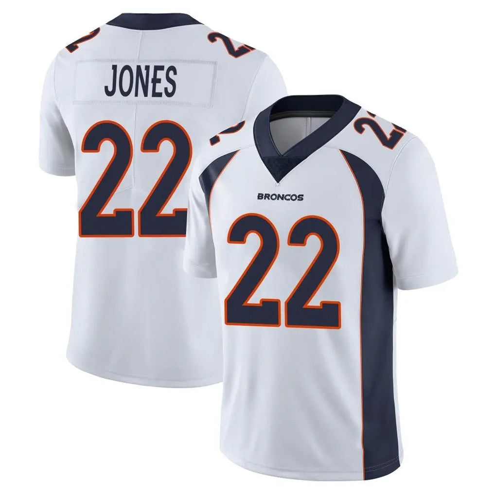 Tlead D.Broncos #22 Brandon Jones Player White Vapor Untouchable Limited Home Game Stitched Jerseys