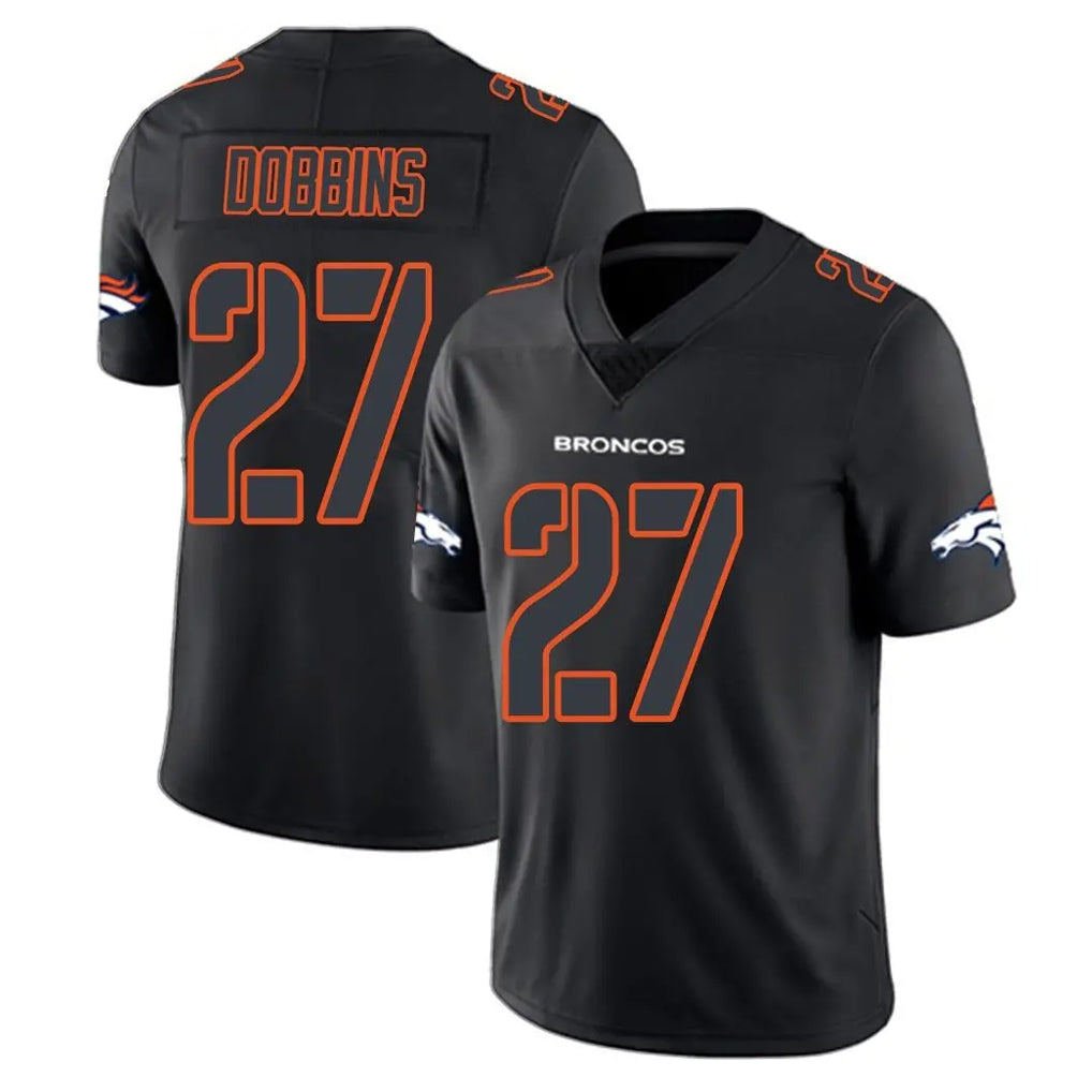 Tlead D.Broncos #27 J.K. Dobbins Player Black Impact Limited Game Stitched Jerseys