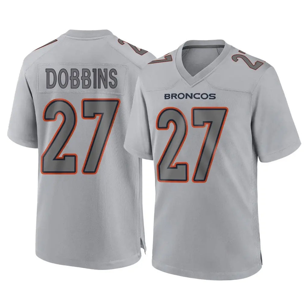 Tlead D.Broncos #27 J.K. Dobbins Player Gray Atmosphere Fashion Limited Game Stitched Jerseys