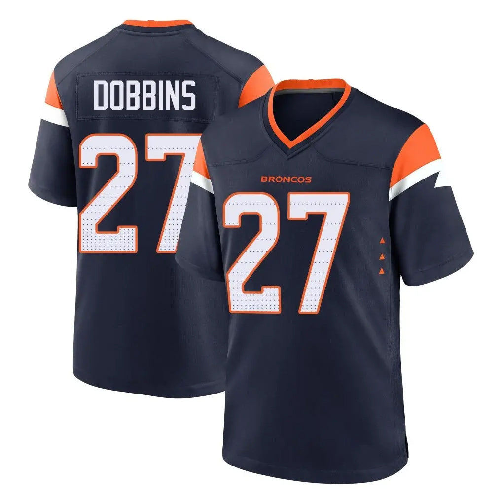 Tlead D.Broncos #27 J.K. Dobbins Player Navy Home Game Stitched Jerseys