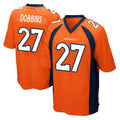 Tlead D.Broncos #27 J.K. Dobbins Player Orange Color Home Game Stitched Jerseys