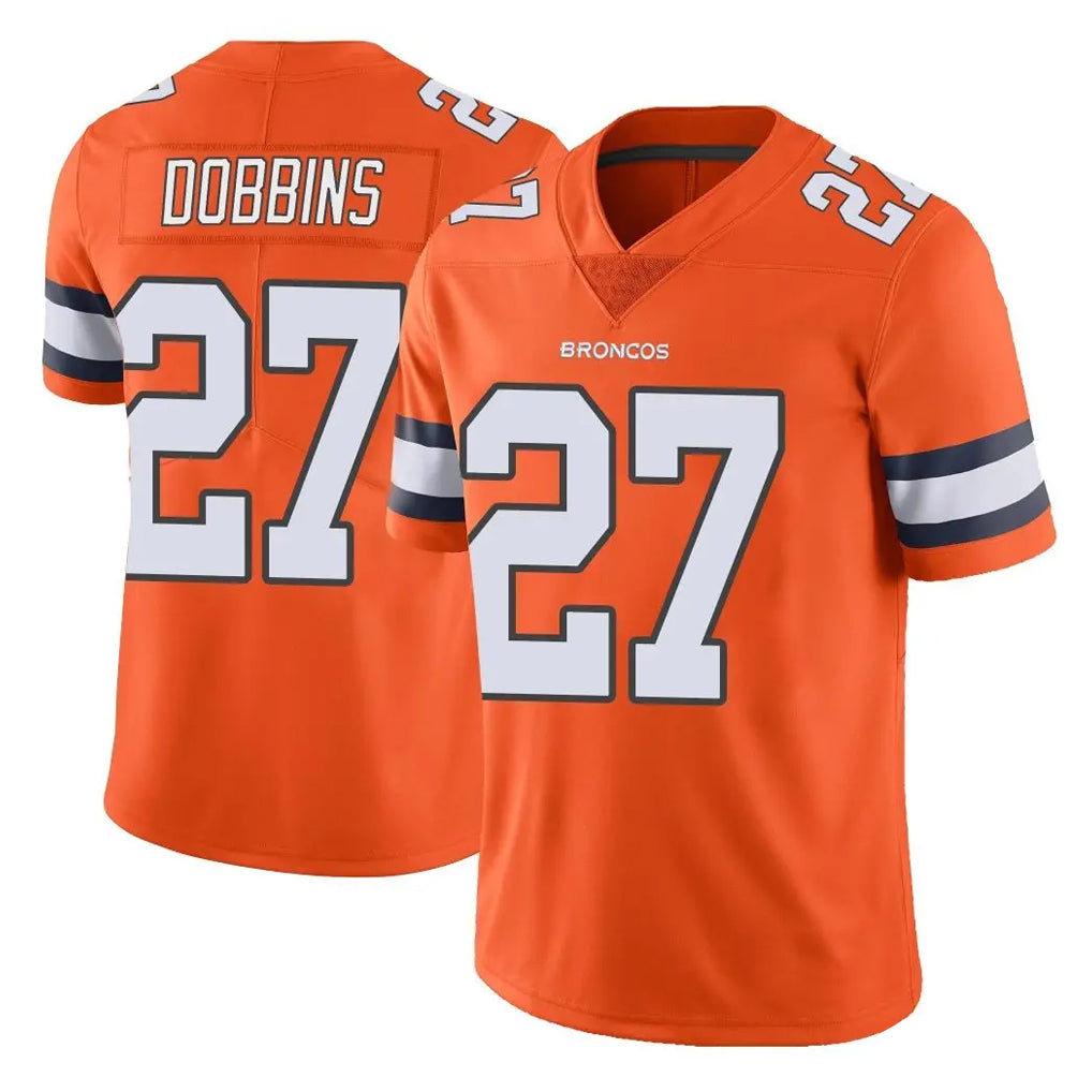 Tlead D.Broncos #27 J.K. Dobbins Player Orange Vapor Untouchable Limited Home Game Stitched Jerseys