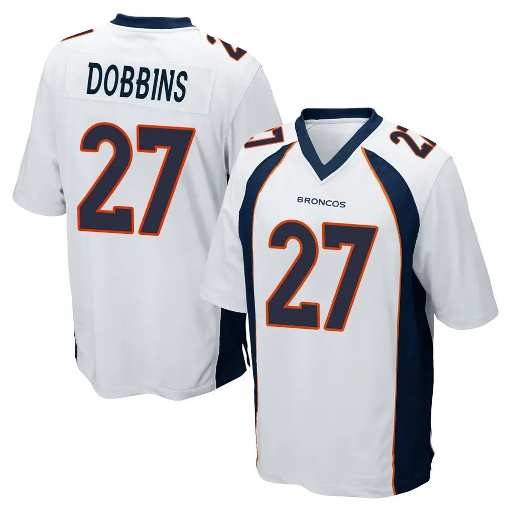 Tlead D.Broncos #27 J.K. Dobbins Player White Game Stitched Jerseys