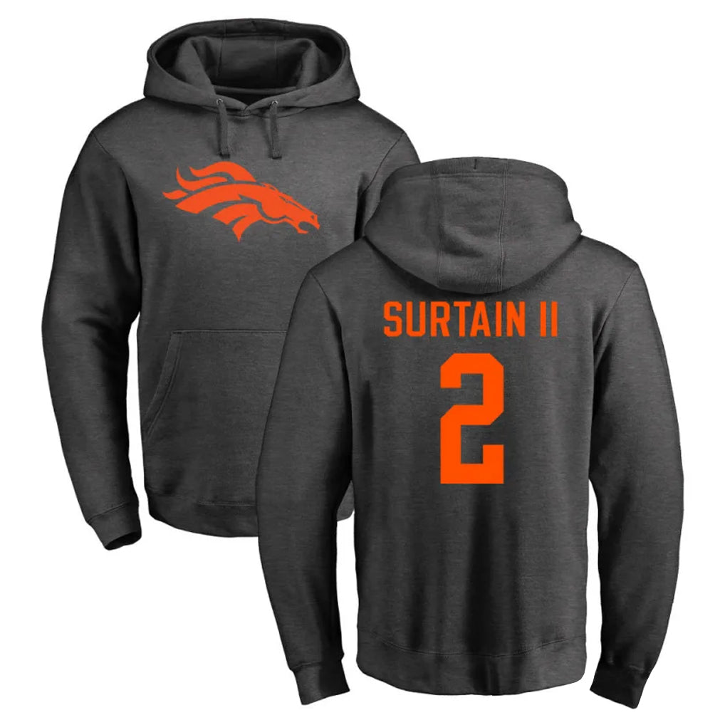 Tlead D.Broncos #2 Pat Surtain II Player Ash One Color Pullover Hoodie Limited Stitched Jerseys