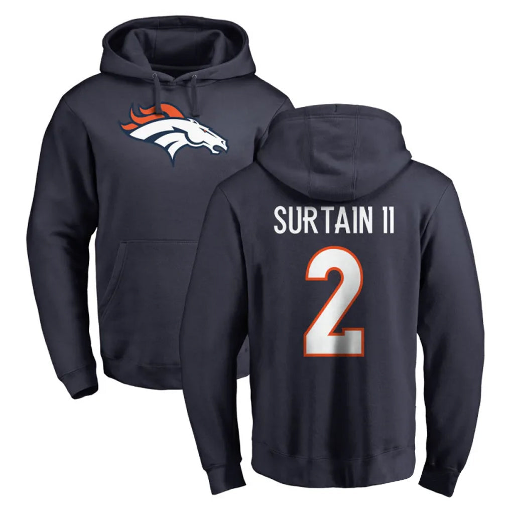 Tlead D.Broncos #2 Pat Surtain II Player Navy Pullover Hoodie Limited Stitched Jerseys