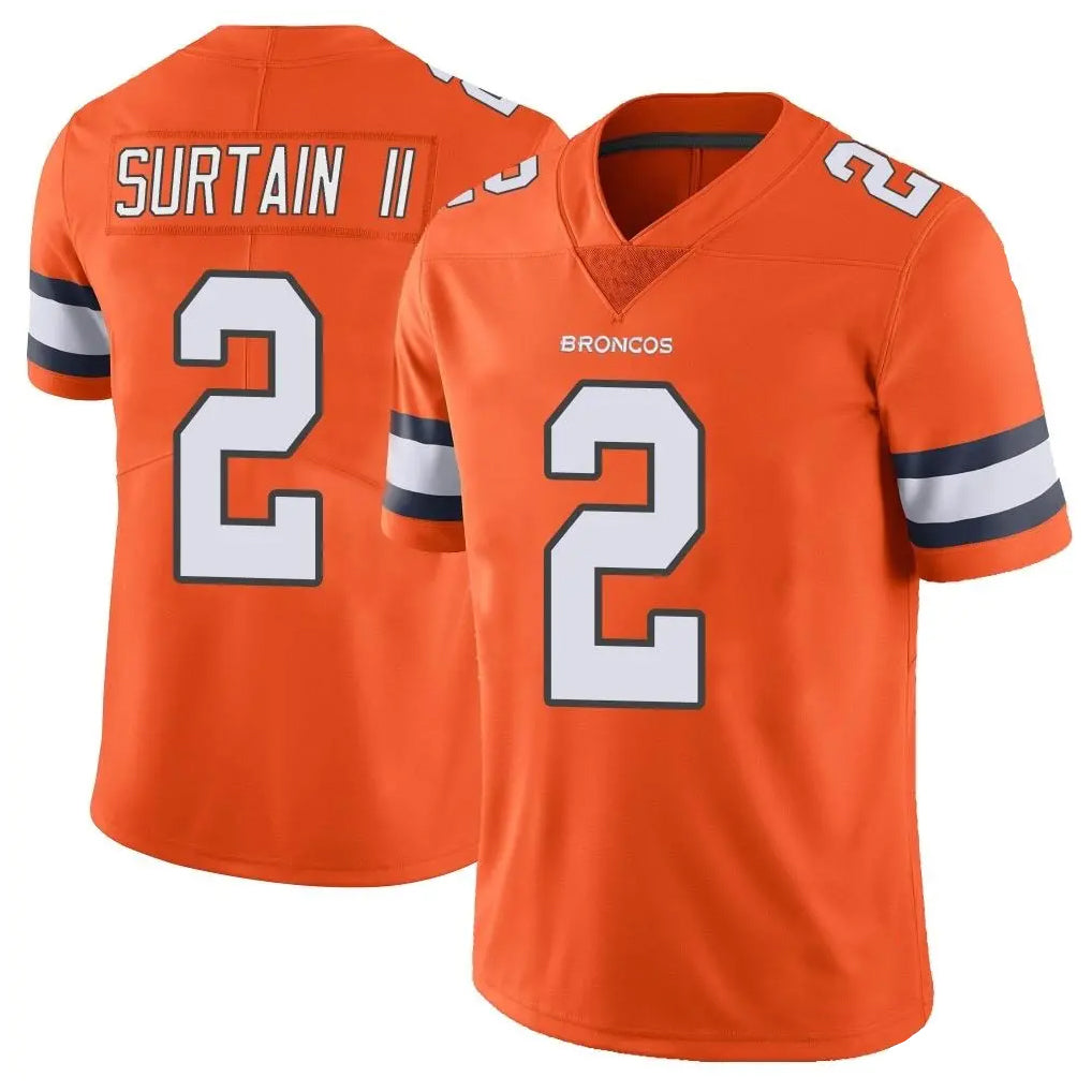Tlead D.Broncos #2 Pat Surtain II Player Orange Vapor Untouchable Limited Home Game Stitched Jerseys