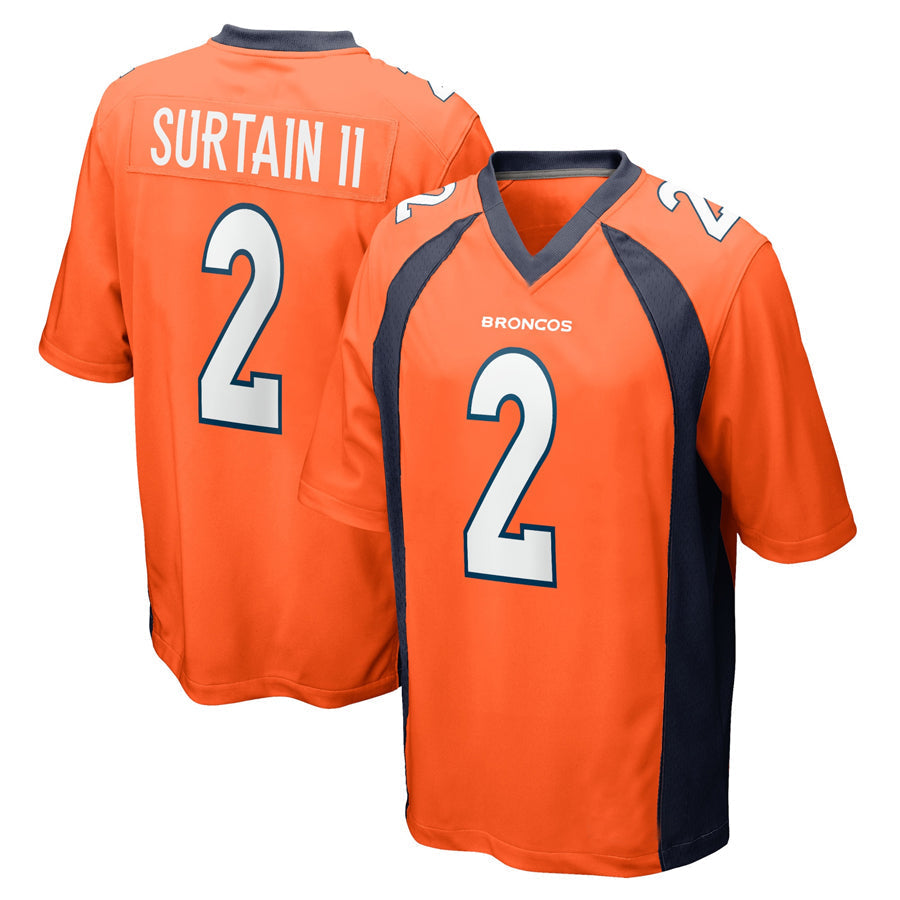 Tlead D.Broncos #2 Patrick Surtain II Player Orange Home Game Football Stitched Jerseys