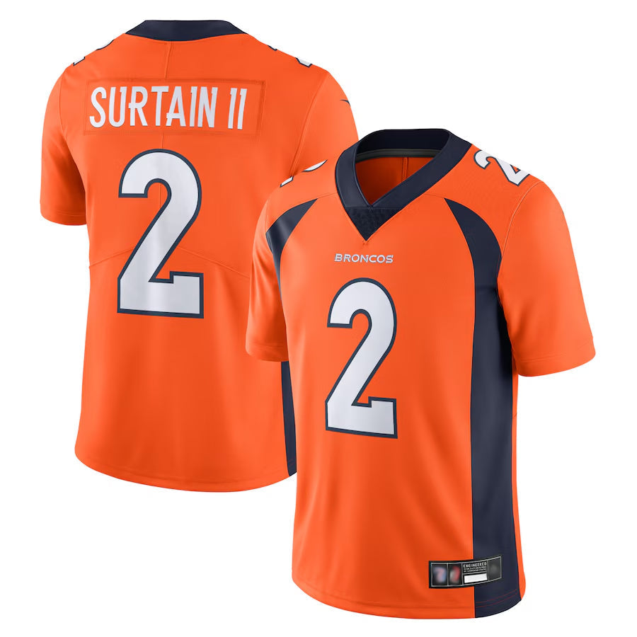 Tlead D.Broncos #2 Patrick Surtain II Player Orange Vapor Untouchable Limited Stitched Jerseys