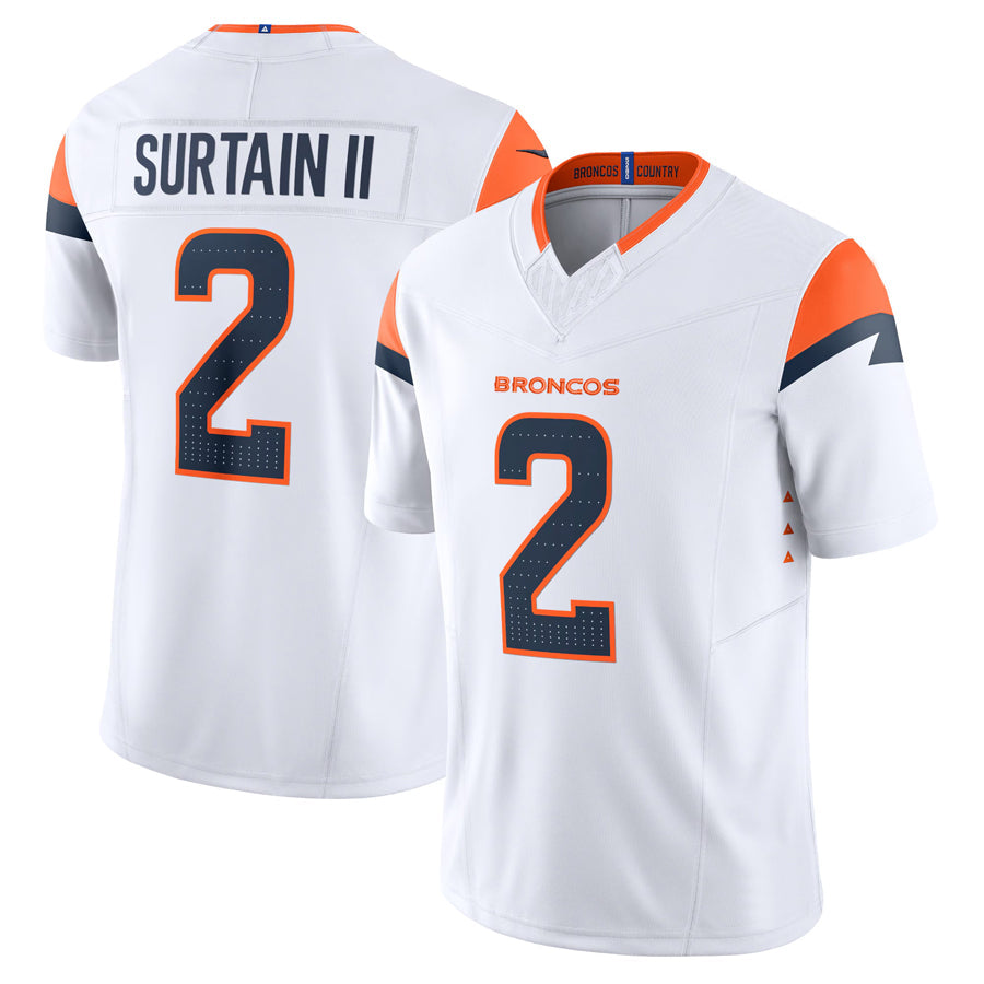 Tlead D.Broncos #2 Patrick Surtain II Player White Vapor F.U.S.E. Limited Stitched Jerseys