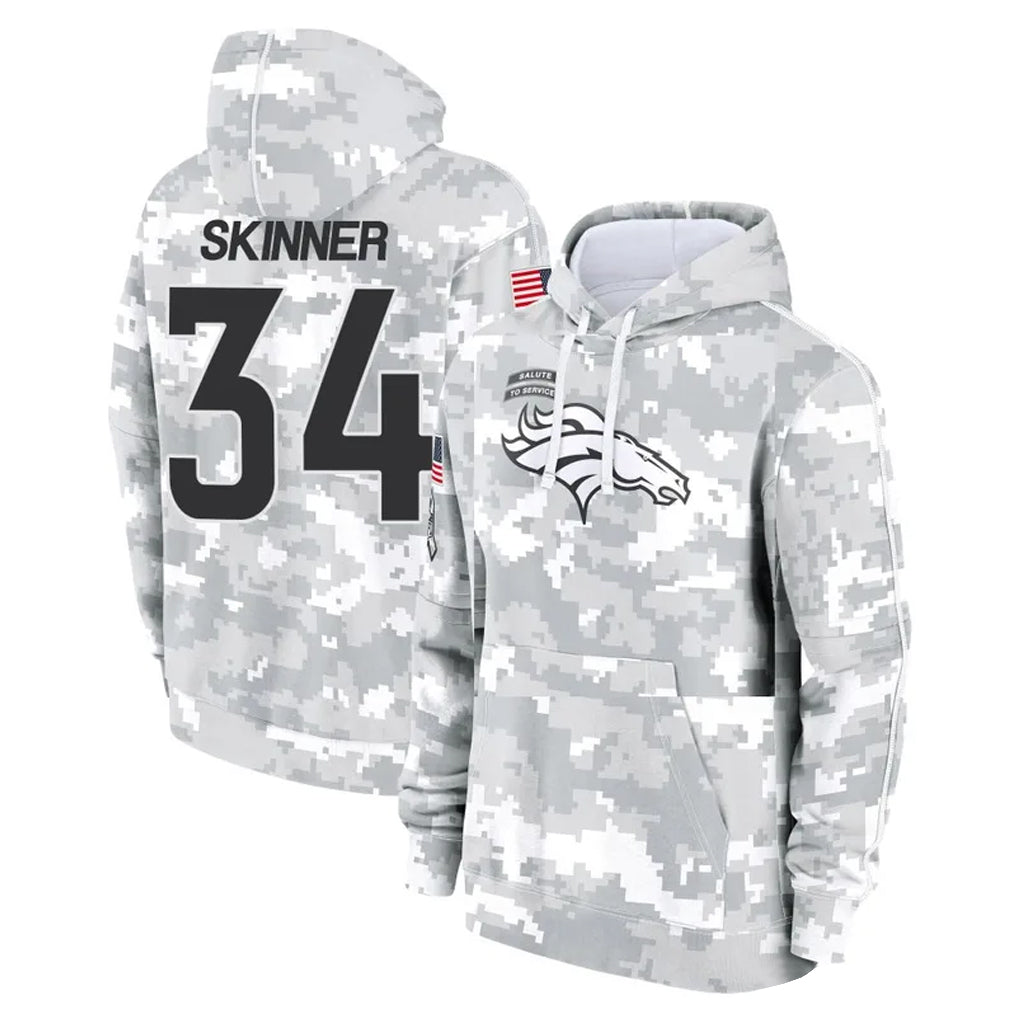 Tlead D.Broncos #34 JL Skinner Player Arctic Camo Salute to Service Hoodies Limited Game Stitched Jerseys