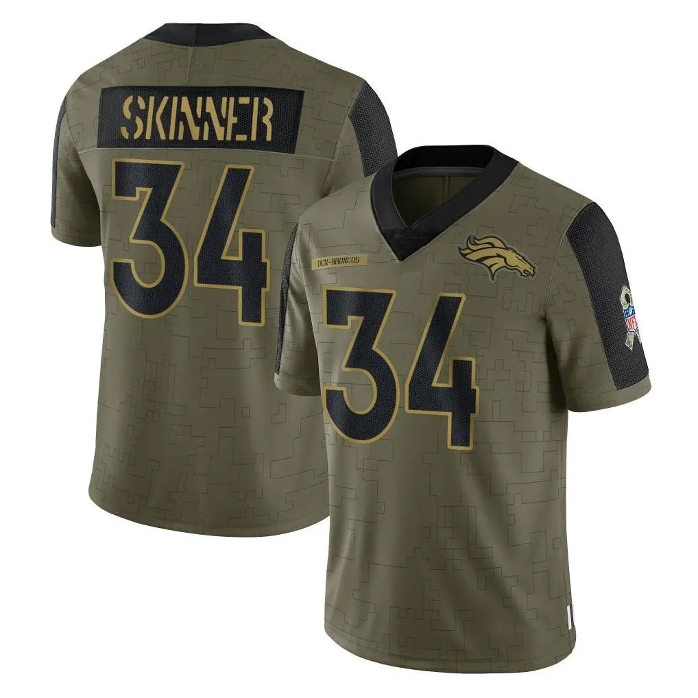Tlead D.Broncos #34 JL Skinner Player Olive Salute To Service Limited Game Stitched Jerseys
