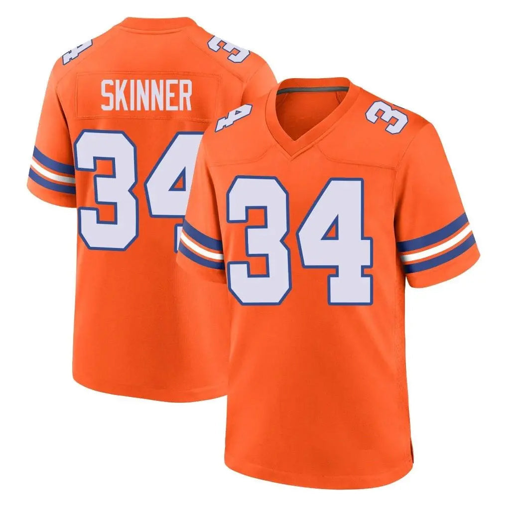 Tlead D.Broncos #34 JL Skinner Player Orange Alternate Collection Throwback Game Stitched Jerseys