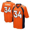 Tlead D.Broncos #34 JL Skinner Player Orange Color Home Game Stitched Jerseys