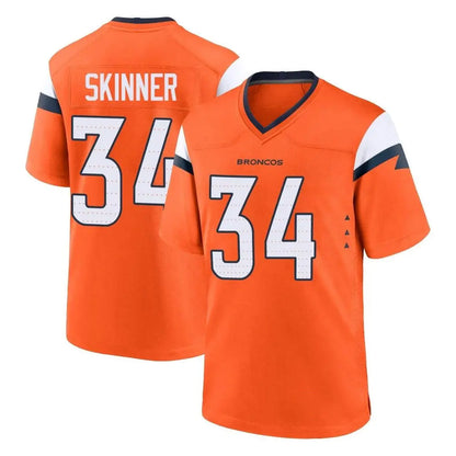 Tlead D.Broncos #34 JL Skinner Player Orange Home Game Stitched Jerseys