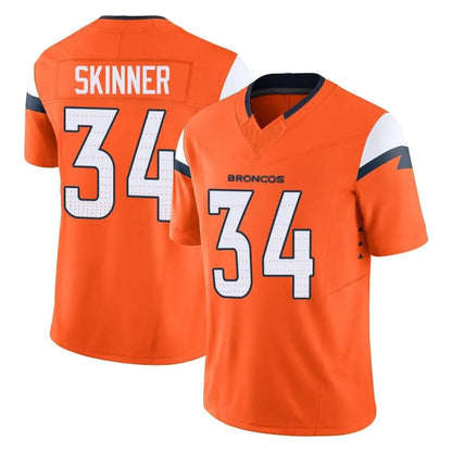 Tlead D.Broncos #34 JL Skinner Player Orange Vapor F.U.S.E. Limited Home Game Stitched Jerseys