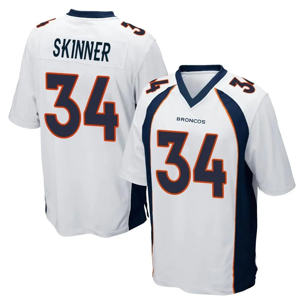 Tlead D.Broncos #34 JL Skinner Player White Game Stitched Jerseys