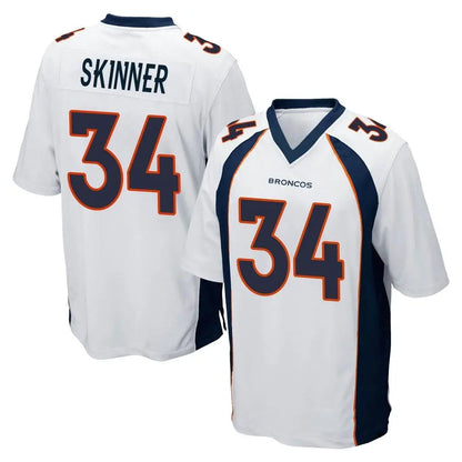 Tlead D.Broncos #34 JL Skinner Player White Game Stitched Jerseys