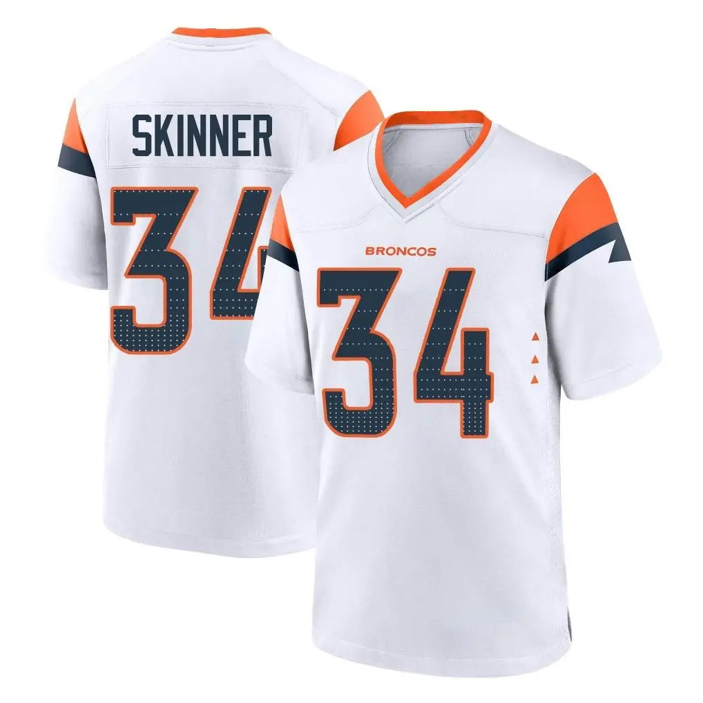 Tlead D.Broncos #34 JL Skinner Player White Home Game Stitched Jerseys