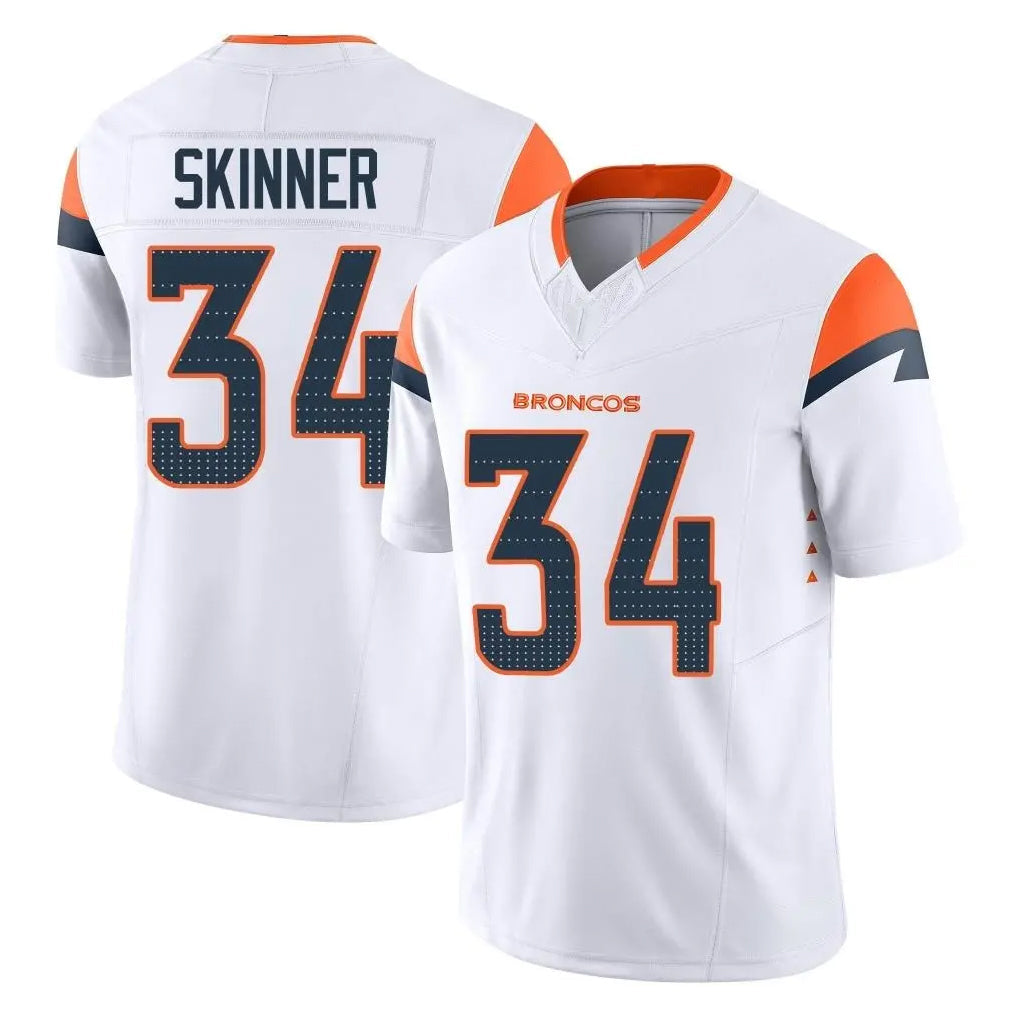 Tlead D.Broncos #34 JL Skinner Player White Limited Vapor F.U.S.E. Home Game Stitched Jerseys