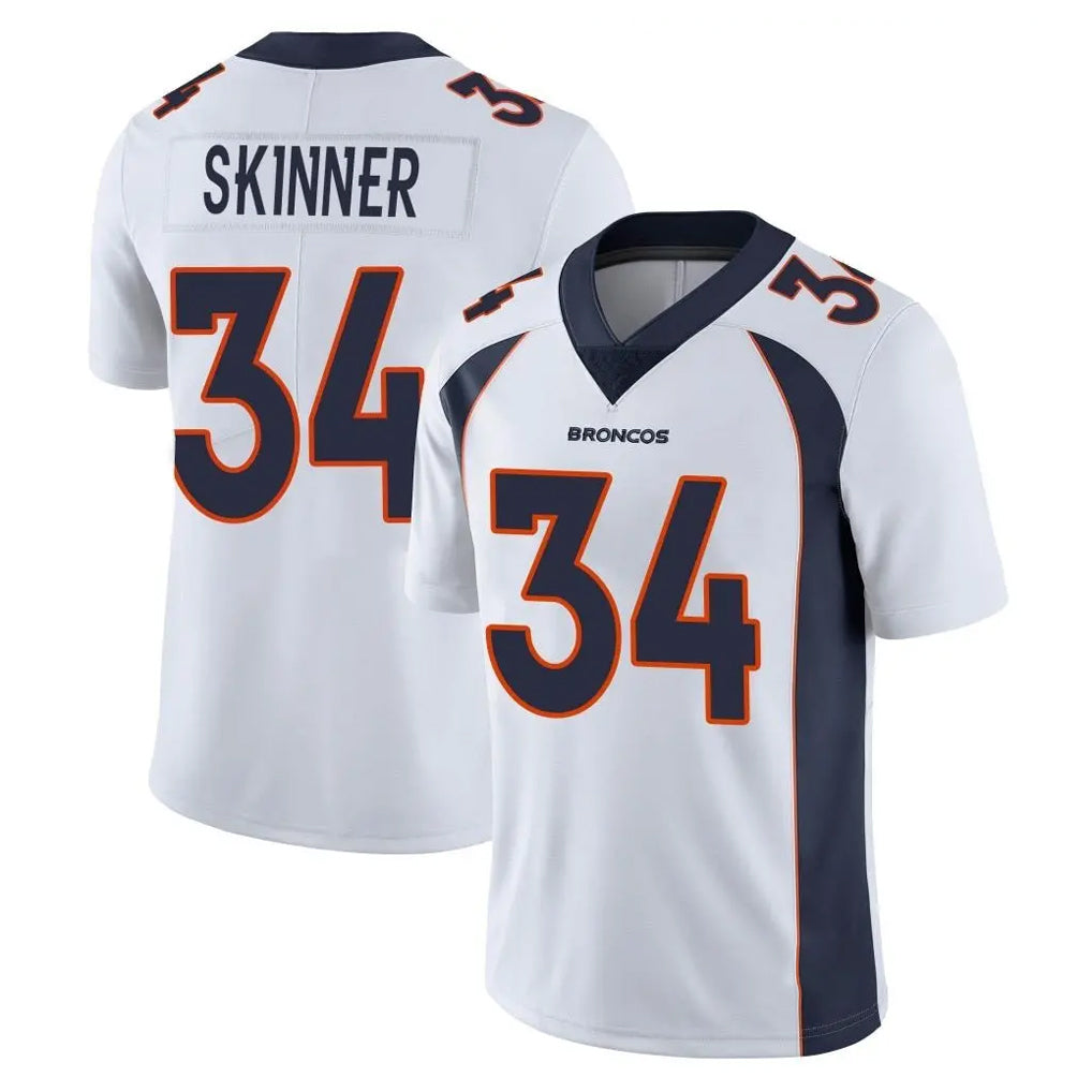Tlead D.Broncos #34 JL Skinner Player White Vapor Untouchable Limited Home Game Stitched Jerseys