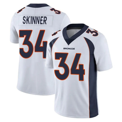 Tlead D.Broncos #34 JL Skinner Player White Vapor Untouchable Limited Home Game Stitched Jerseys