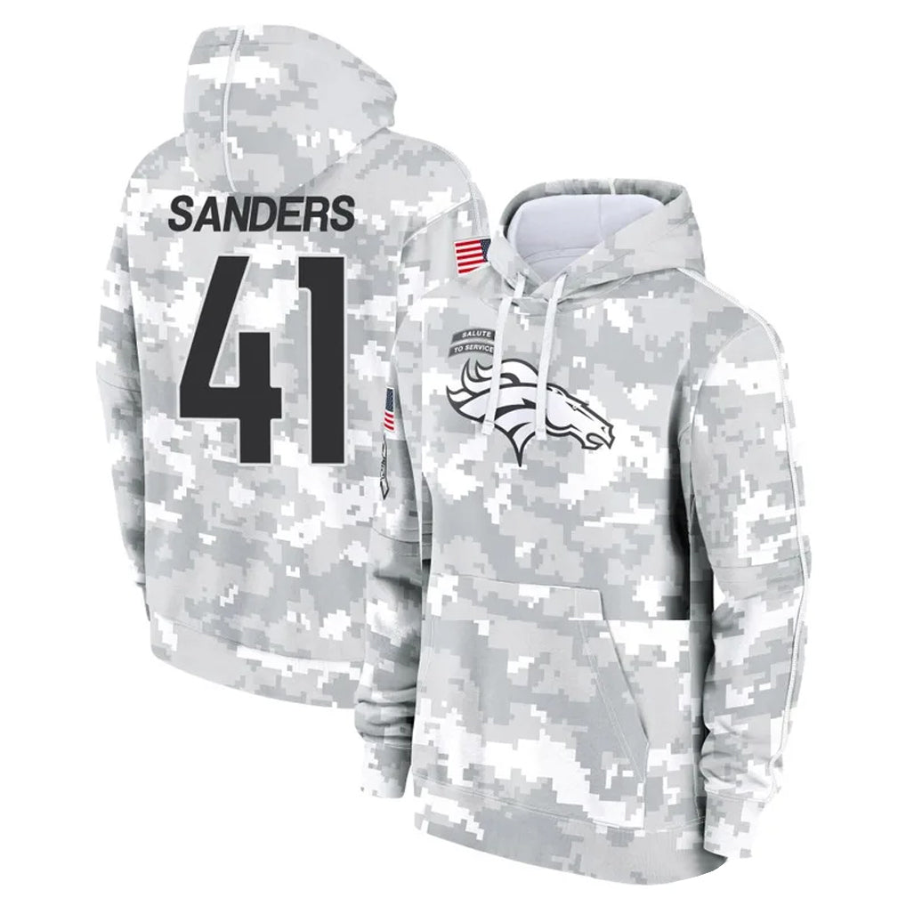 Tlead D.Broncos #41 Drew Sanders Player Arctic Camo Salute to Service Hoodies Limited Game Stitched Jerseys