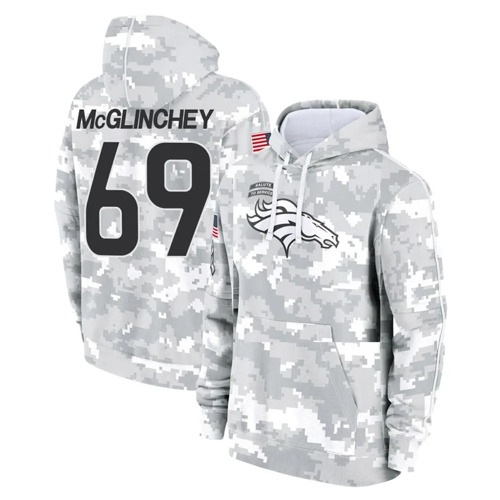 Tlead D.Broncos #69 Mike McGlinchey Player Arctic Camo Salute to Service Hoodies Limited Game Stitched Jerseys