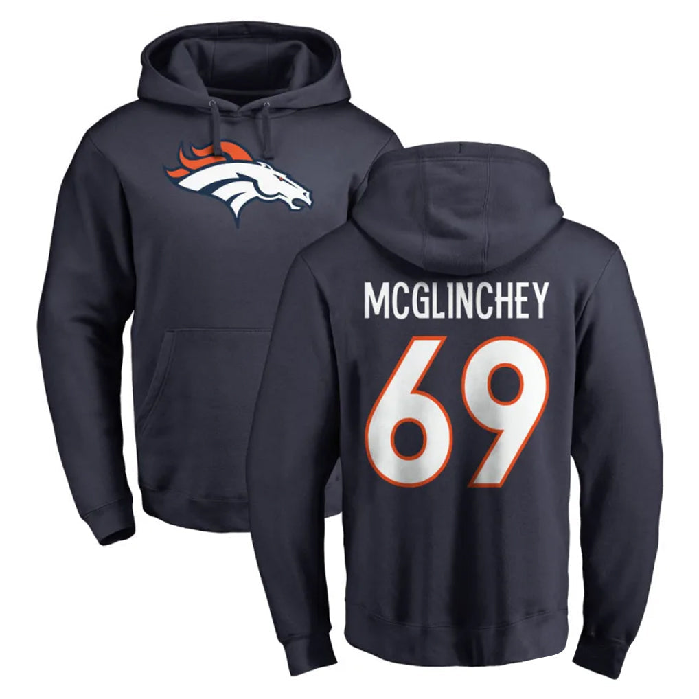 Tlead D.Broncos #69 Mike McGlinchey Player Navy Pullover Hoodie Limited Stitched Jerseys