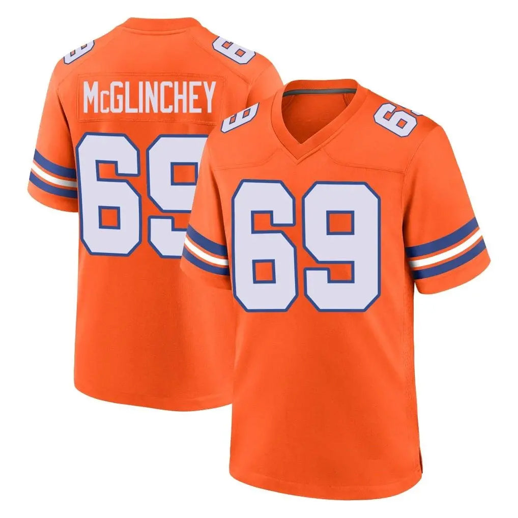 Tlead D.Broncos #69 Mike McGlinchey Player Orange Alternate Collection Throwback Game Stitched Jerseys