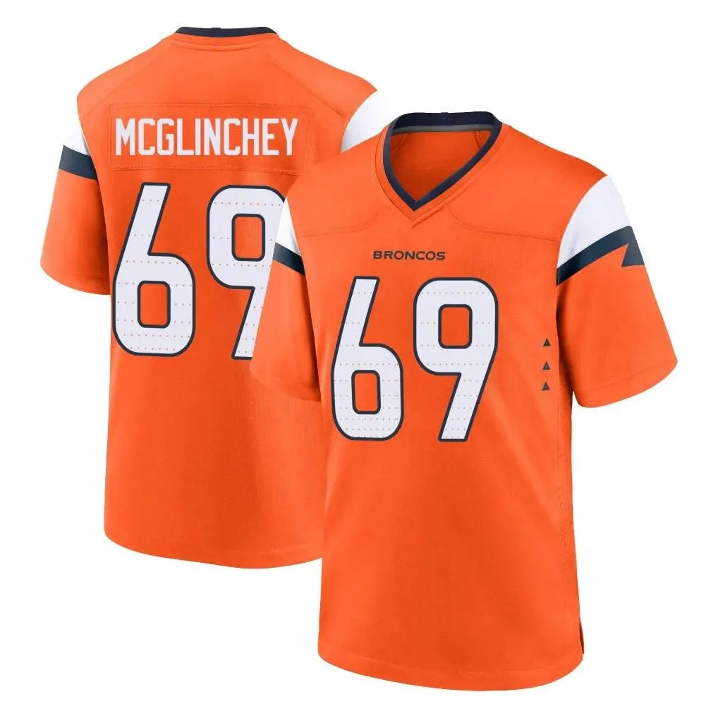 Tlead D.Broncos #69 Mike McGlinchey Player Orange Home Game Stitched Jerseys