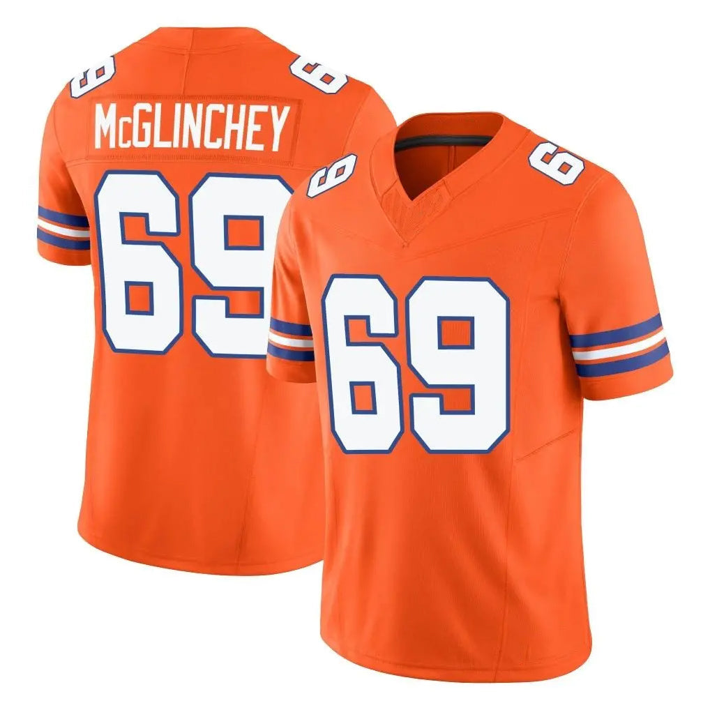 Tlead D.Broncos #69 Mike McGlinchey Player Orange Limited Alternate Vapor F.U.S.E. Throwback Game Stitched Jerseys
