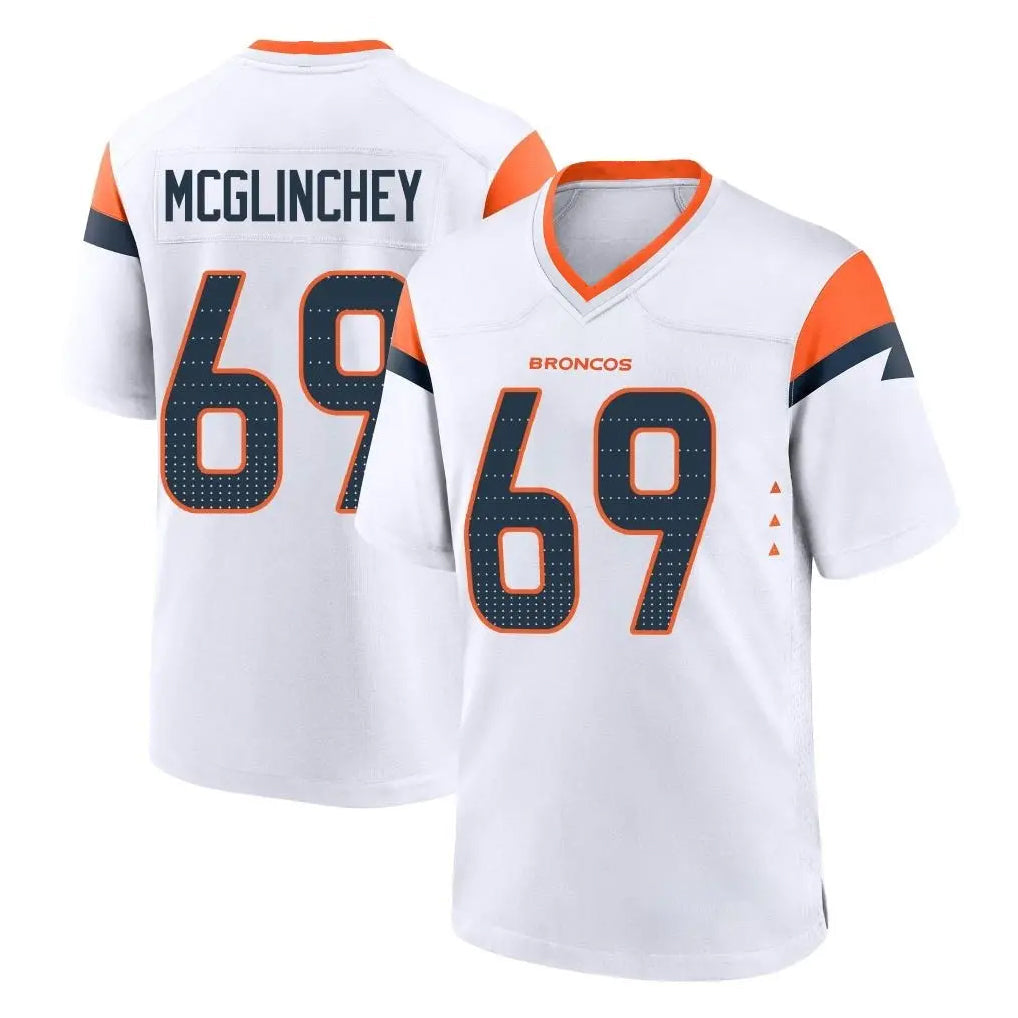 Tlead D.Broncos #69 Mike McGlinchey Player White Home Game Stitched Jerseys