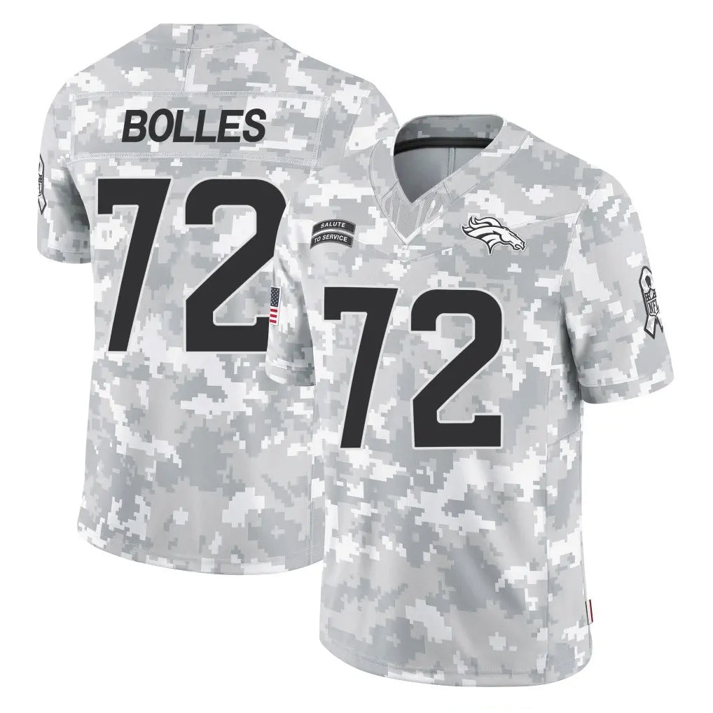 Tlead D.Broncos #72 Garett Bolles Player Arctic Camo Salute To Service Limited Stitched Jerseys