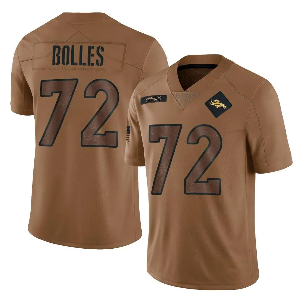 Tlead D.Broncos #72 Garett Bolles Player Brown Salute To Service Limited Stitched Jerseys