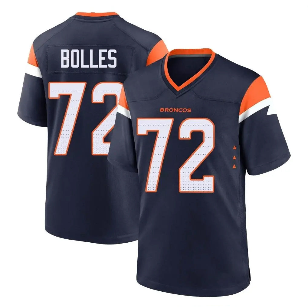 Tlead D.Broncos #72 Garett Bolles Player Navy Home Game Stitched Jerseys