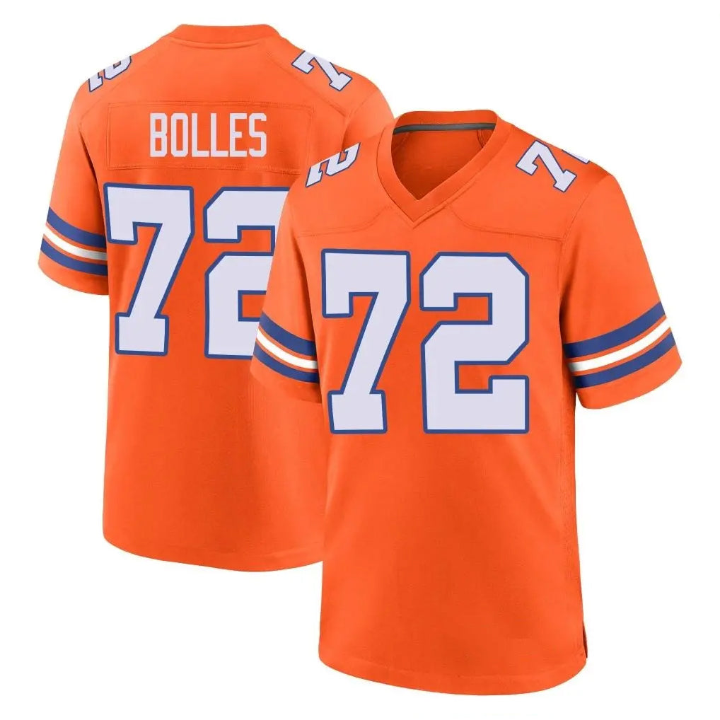 Tlead D.Broncos #72 Garett Bolles Player Orange Alternate Collection Throwback Game Stitched Jerseys