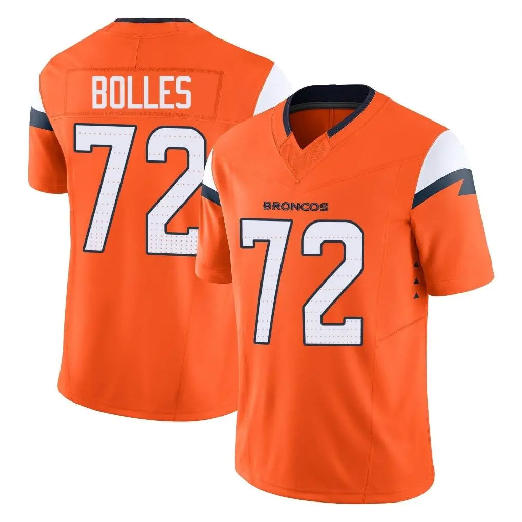 Tlead D.Broncos #72 Garett Bolles Player Orange Vapor F.U.S.E. Limited Home Game Stitched Jerseys