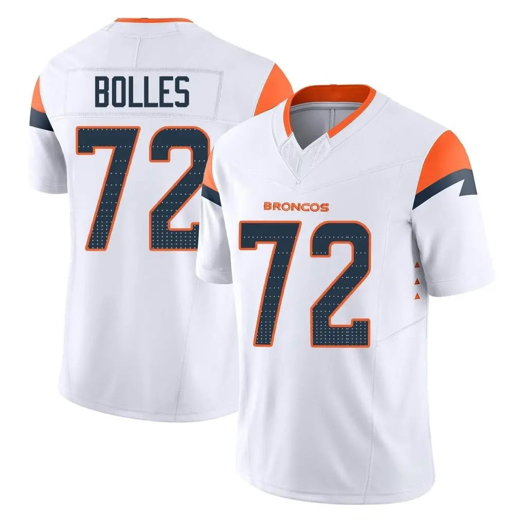Tlead D.Broncos #72 Garett Bolles Player White Limited Vapor F.U.S.E. Home Game Stitched Jerseys