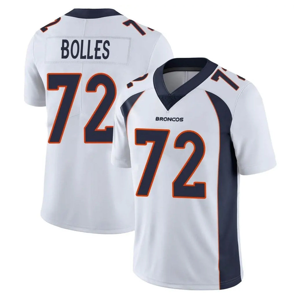 Tlead D.Broncos #72 Garett Bolles Player White Vapor Untouchable Limited Home Game Stitched Jerseys