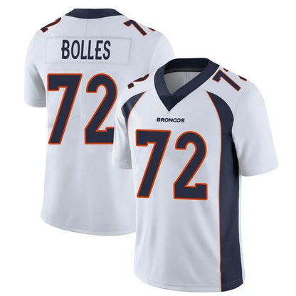 Tlead D.Broncos #72 Garett Bolles Player White Vapor Untouchable Limited Home Game Stitched Jerseys