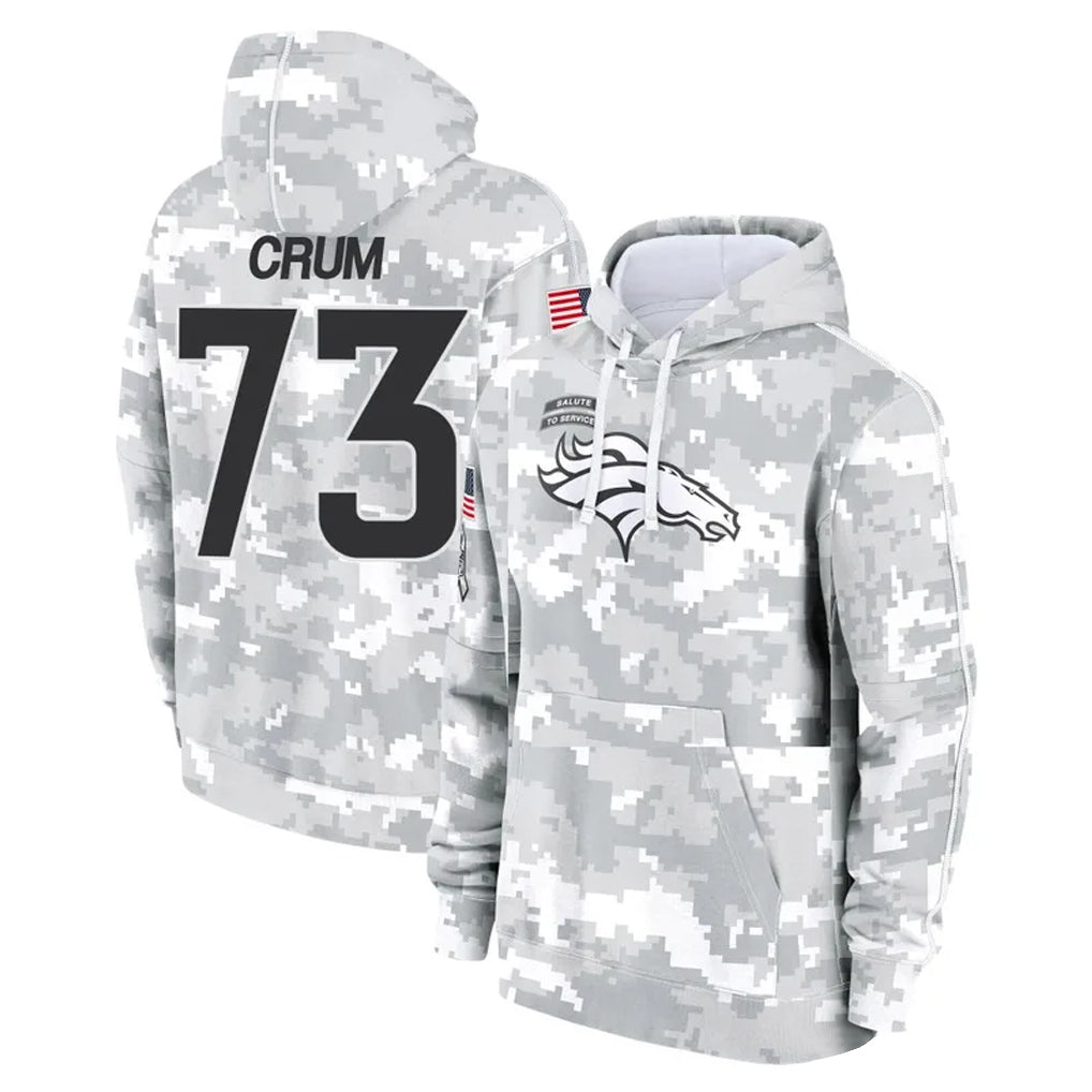 Tlead D.Broncos #73 Frank Crum Player Arctic Camo Salute to Service Hoodies Limited Game Stitched Jerseys